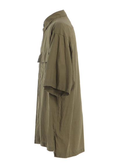 COTTON/CELLULOSE BROAD FLAP POCKETS OVERSIZED SHORT-SLEEVE SHIRT