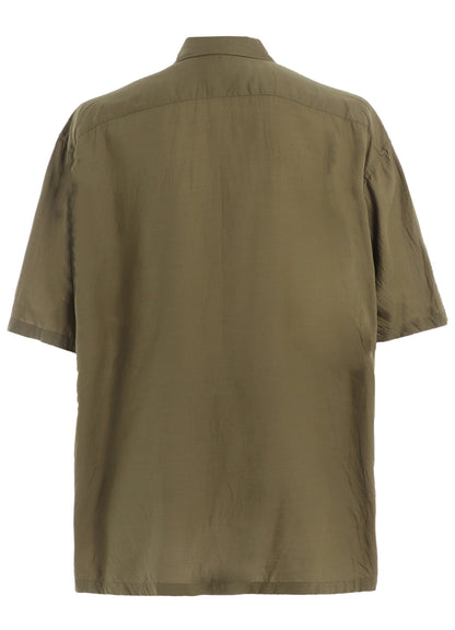COTTON/CELLULOSE BROAD FLAP POCKETS OVERSIZED SHORT-SLEEVE SHIRT