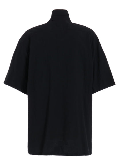 COTTON/LINEN POPLIN OVERSIZED STAND COLLAR SHIRT