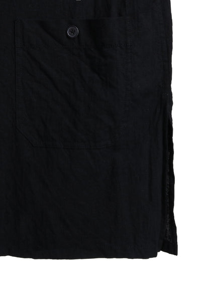 COTTON/LINEN POPLIN OVERSIZED STAND COLLAR SHIRT