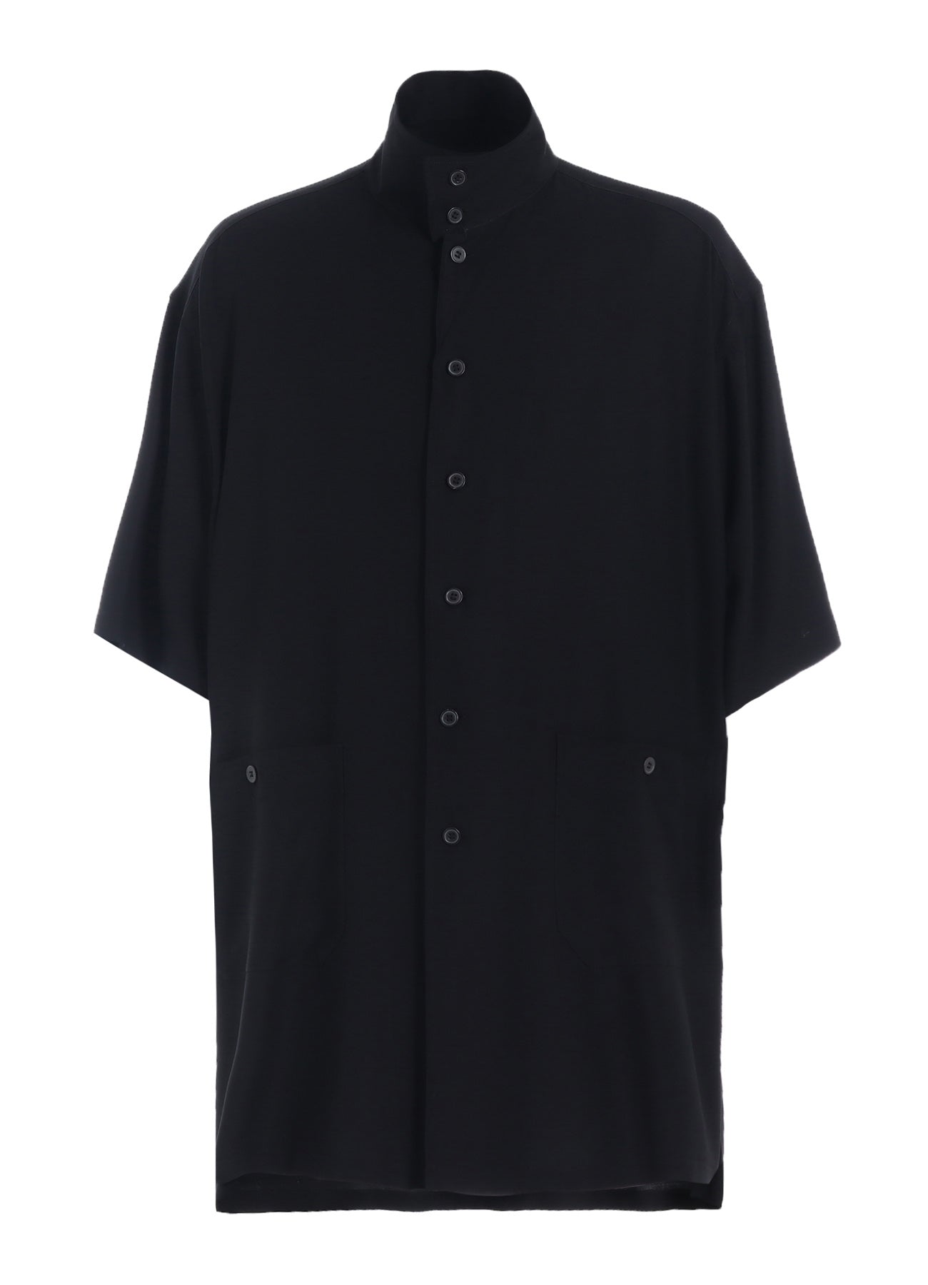 RAYON TWILL OVERSIZED STAND COLLAR SHIRT
