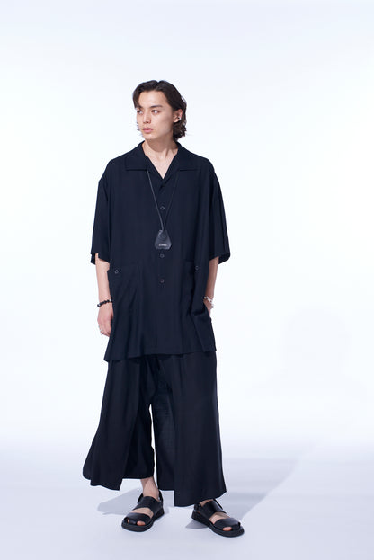 RAYON TWILL OVERSIZED STAND COLLAR SHIRT