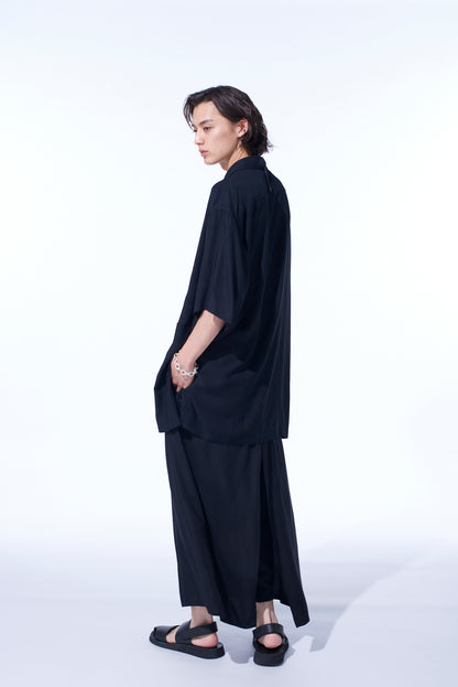 RAYON TWILL OVERSIZED STAND COLLAR SHIRT