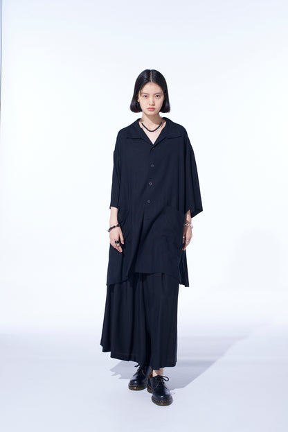 RAYON TWILL OVERSIZED STAND COLLAR SHIRT