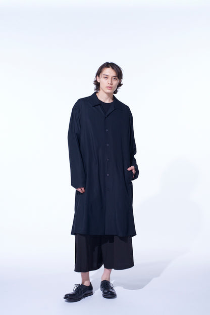 RAYON TWILL OPEN-COLLAR LONG SHIRT