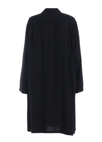RAYON TWILL OPEN-COLLAR LONG SHIRT