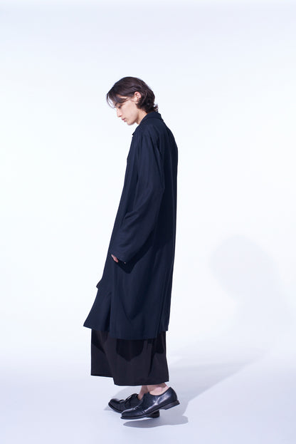 RAYON TWILL OPEN-COLLAR LONG SHIRT