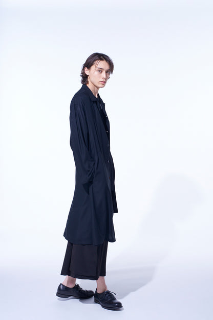 RAYON TWILL OPEN-COLLAR LONG SHIRT