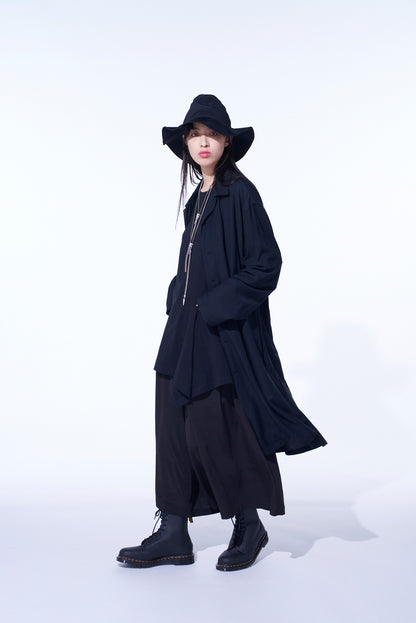 RAYON TWILL OPEN-COLLAR LONG SHIRT