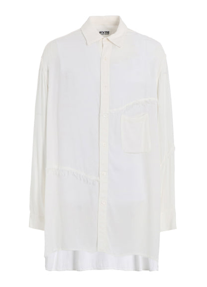 VISCOSE TWILL CUT-OFF OVERSIZED REGULAR COLLAR SHIRT