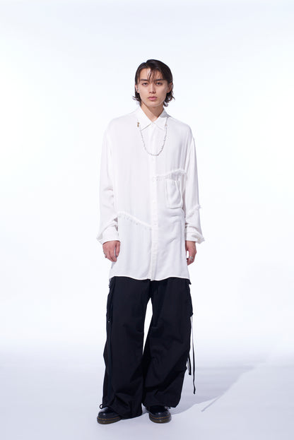 VISCOSE TWILL CUT-OFF OVERSIZED REGULAR COLLAR SHIRT