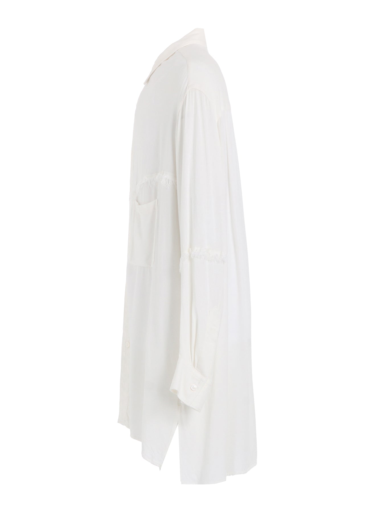 VISCOSE TWILL CUT-OFF OVERSIZED REGULAR COLLAR SHIRT