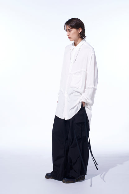 VISCOSE TWILL CUT-OFF OVERSIZED REGULAR COLLAR SHIRT