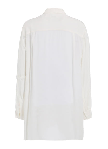 VISCOSE TWILL CUT-OFF OVERSIZED REGULAR COLLAR SHIRT