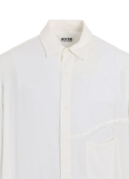 VISCOSE TWILL CUT-OFF OVERSIZED REGULAR COLLAR SHIRT
