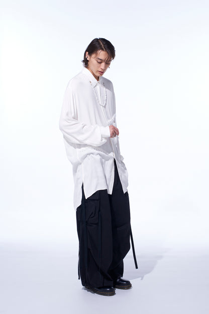 VISCOSE TWILL CUT-OFF OVERSIZED REGULAR COLLAR SHIRT