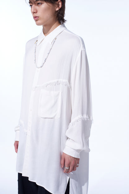 VISCOSE TWILL CUT-OFF OVERSIZED REGULAR COLLAR SHIRT