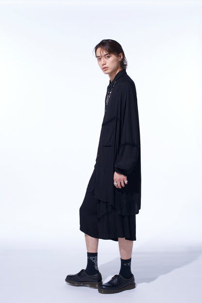 VISCOSE TWILL CUT-OFF OVERSIZED REGULAR COLLAR SHIRT