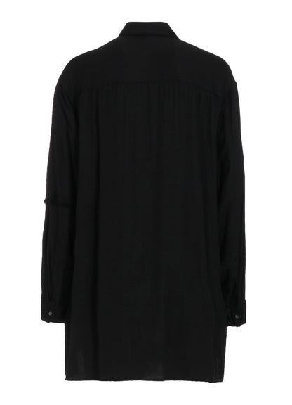 VISCOSE TWILL CUT-OFF OVERSIZED REGULAR COLLAR SHIRT