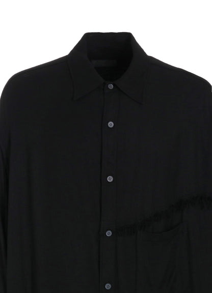 VISCOSE TWILL CUT-OFF OVERSIZED REGULAR COLLAR SHIRT