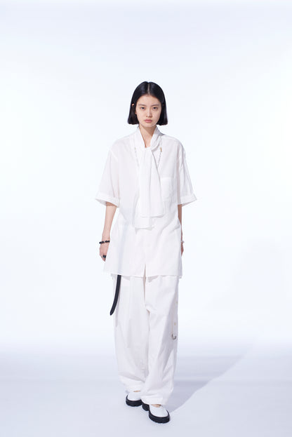 COTTON SILK LOAN SHORT-SLEEVE STALL SHIRT