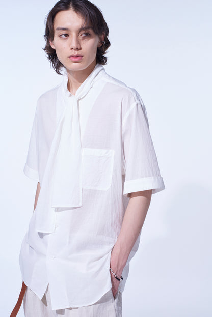 COTTON SILK LOAN SHORT-SLEEVE STALL SHIRT
