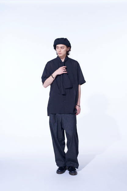 COTTON SILK LOAN SHORT-SLEEVE STALL SHIRT