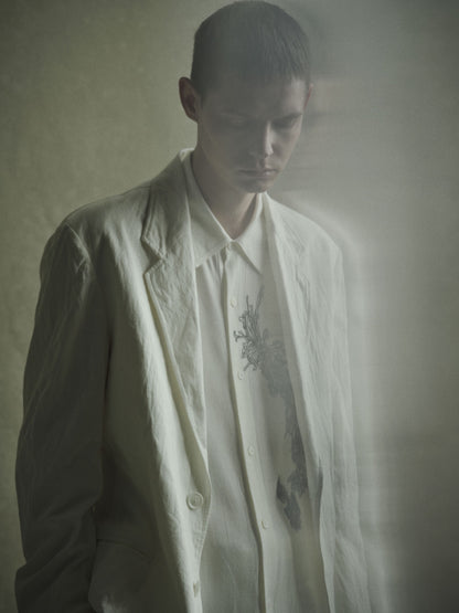 VISCOSE TWILL CHRYSANTHEMUM EMBROIDERY OVERSIZED SHIRT