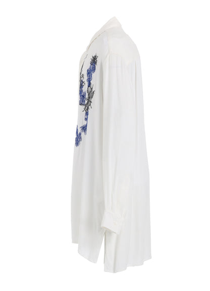 VISCOSE TWILL CHRYSANTHEMUM EMBROIDERY OVERSIZED SHIRT
