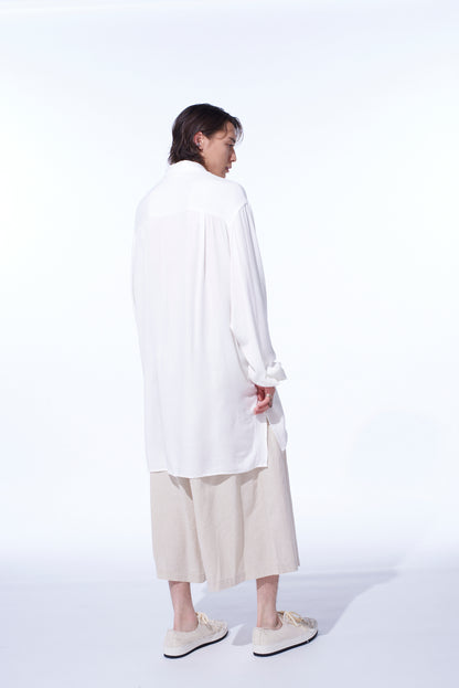 VISCOSE TWILL CHRYSANTHEMUM EMBROIDERY OVERSIZED SHIRT