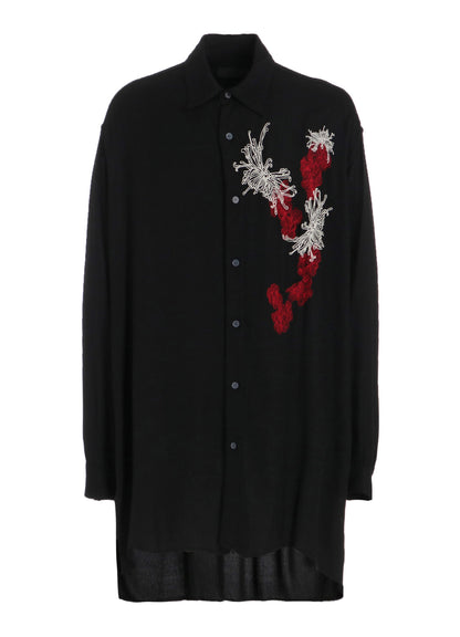 VISCOSE TWILL CHRYSANTHEMUM EMBROIDERY OVERSIZED SHIRT
