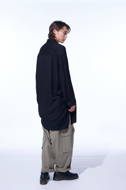 VISCOSE TWILL CHRYSANTHEMUM EMBROIDERY OVERSIZED SHIRT