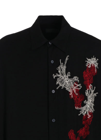 VISCOSE TWILL CHRYSANTHEMUM EMBROIDERY OVERSIZED SHIRT