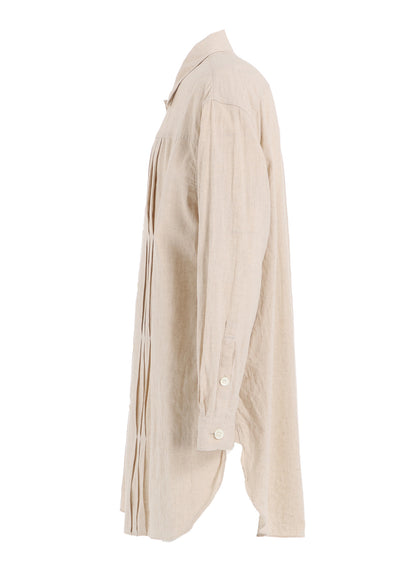 COTTON/LINEN POPLIN PLEATED OVERSIZE SHIRT