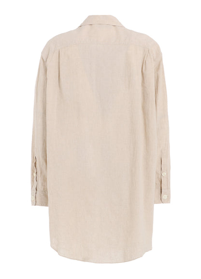 COTTON/LINEN POPLIN PLEATED OVERSIZE SHIRT