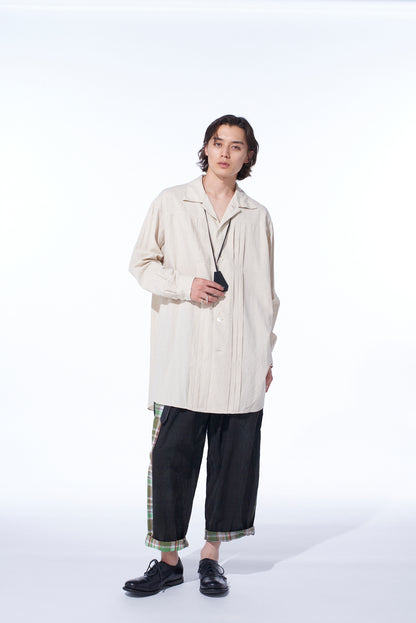 COTTON/LINEN POPLIN PLEATED OVERSIZE SHIRT