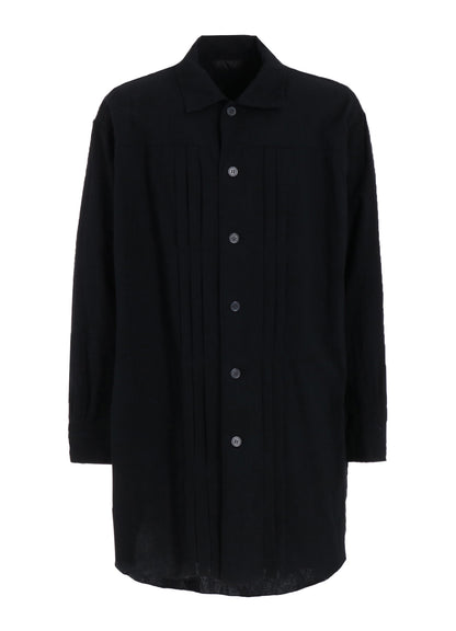 COTTON/LINEN POPLIN PLEATED OVERSIZE SHIRT