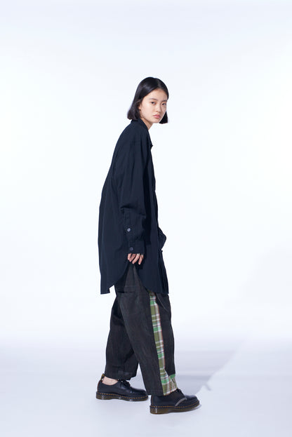 COTTON/LINEN POPLIN PLEATED OVERSIZE SHIRT