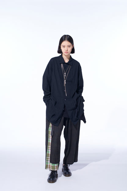 COTTON/LINEN POPLIN PLEATED OVERSIZE SHIRT