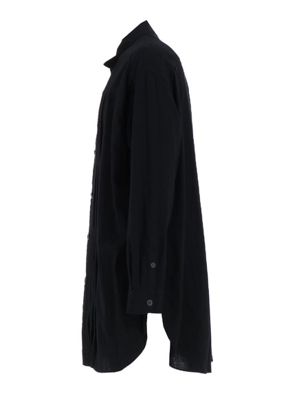 COTTON/LINEN POPLIN PLEATED OVERSIZE SHIRT