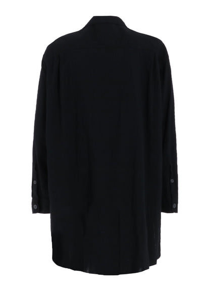 COTTON/LINEN POPLIN PLEATED OVERSIZE SHIRT