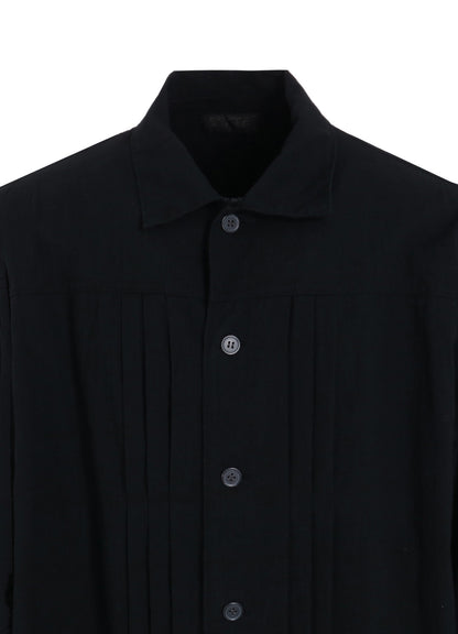 COTTON/LINEN POPLIN PLEATED OVERSIZE SHIRT