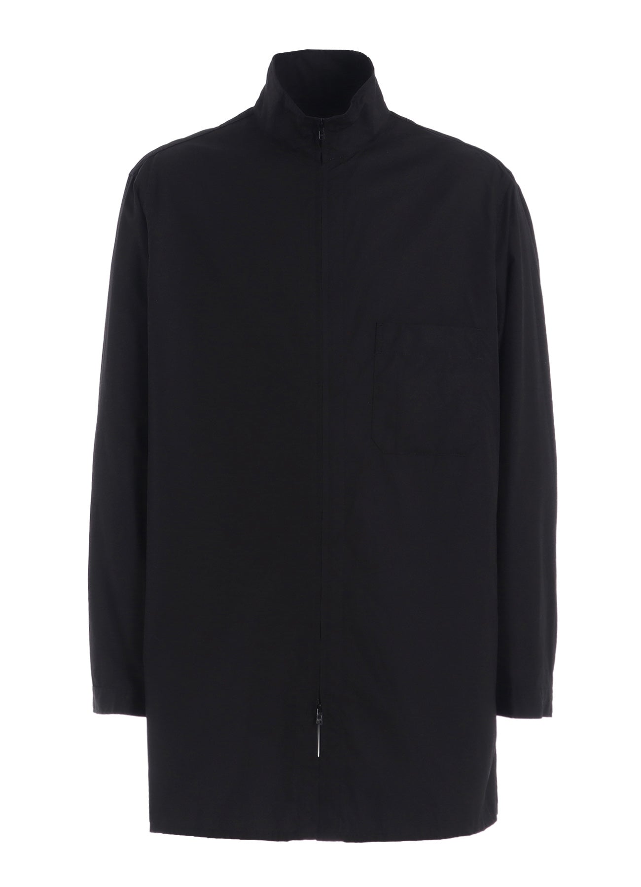 COTTON BROAD STAND COLLAR ZIPPER SHIRT
