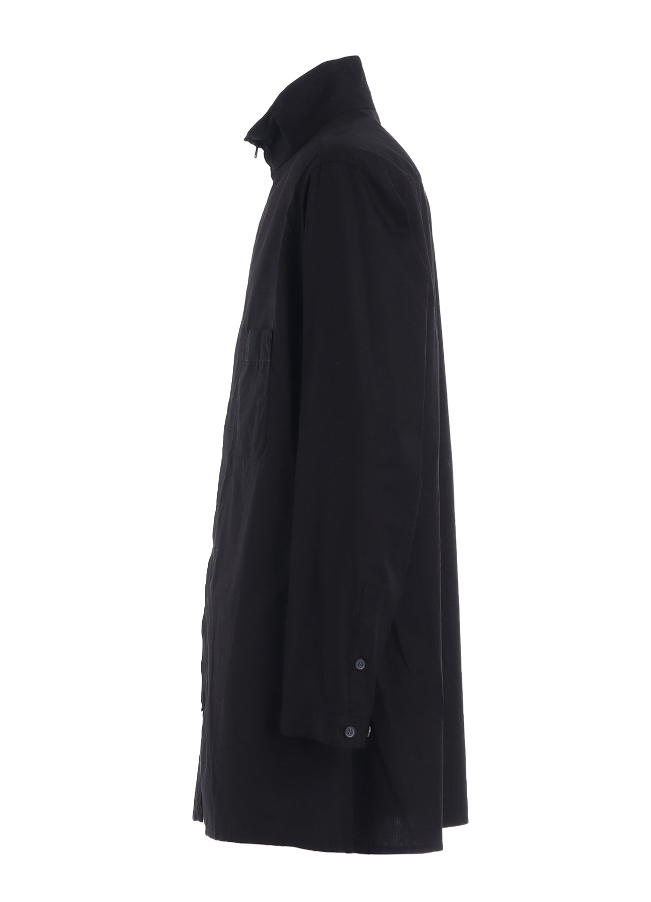 COTTON BROAD STAND COLLAR ZIPPER SHIRT
