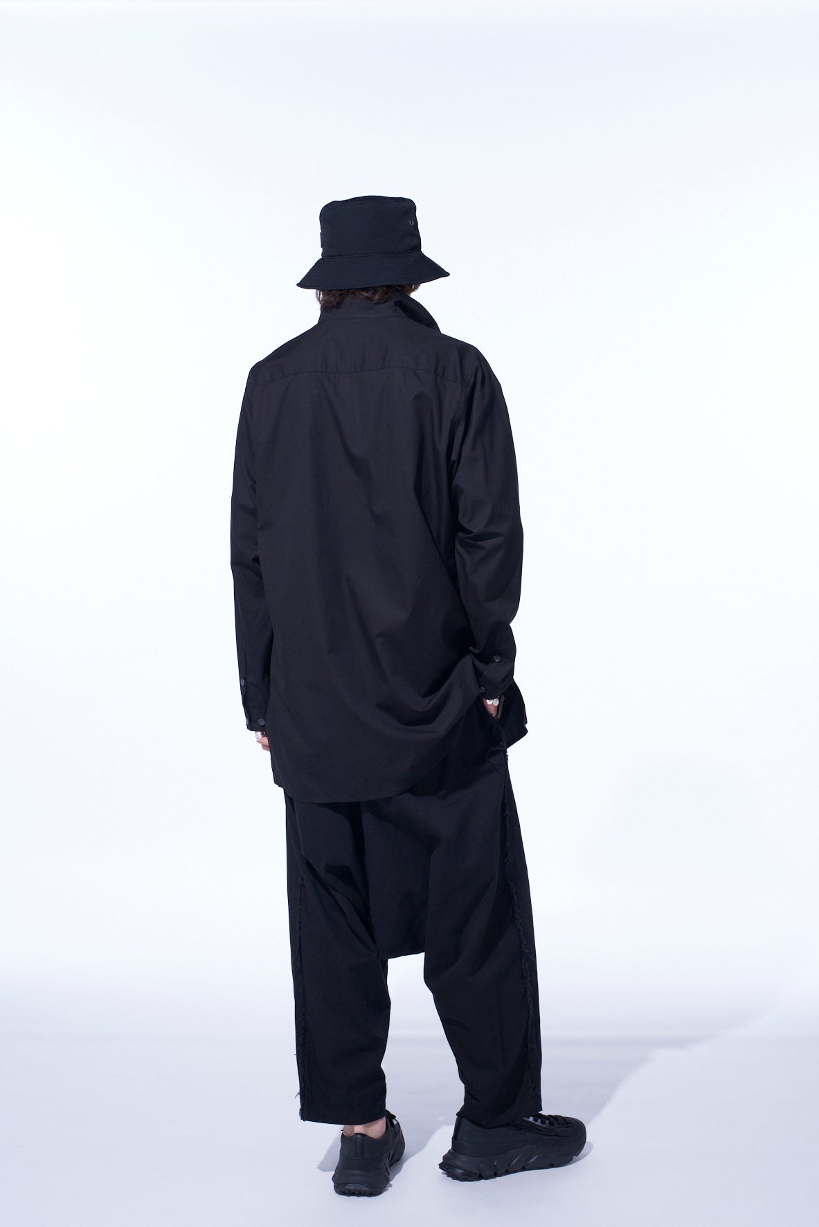 COTTON BROAD STAND COLLAR ZIPPER SHIRT