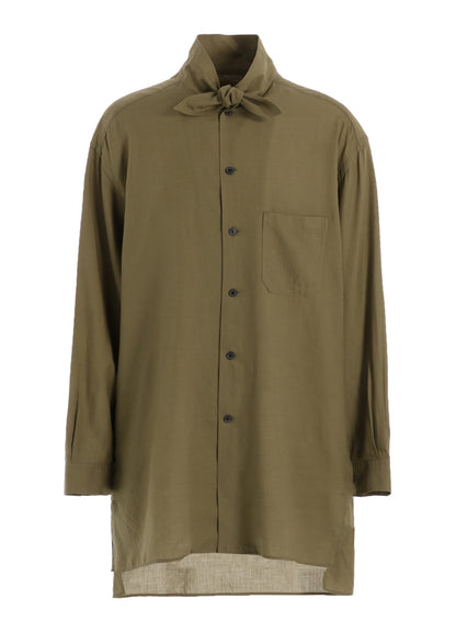 COTTON/TENCEL BROAD RIBBON COLLAR SHIRT