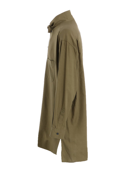 COTTON/TENCEL BROAD RIBBON COLLAR SHIRT