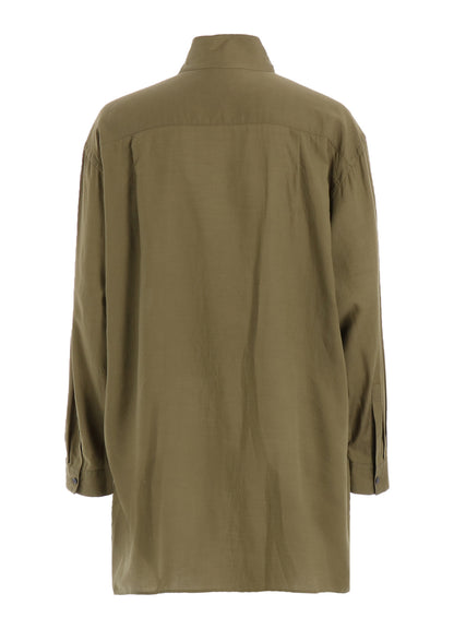 COTTON/TENCEL BROAD RIBBON COLLAR SHIRT