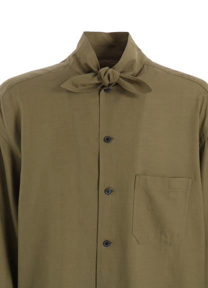 COTTON/TENCEL BROAD RIBBON COLLAR SHIRT