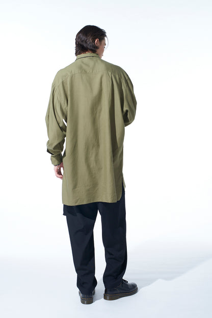 COTTON/TENCEL BROAD RIBBON COLLAR SHIRT